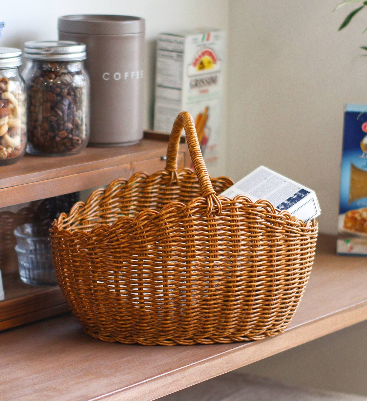 オーバルワンハンドルバスケット / Lサイズ / ポリプロピレン PP