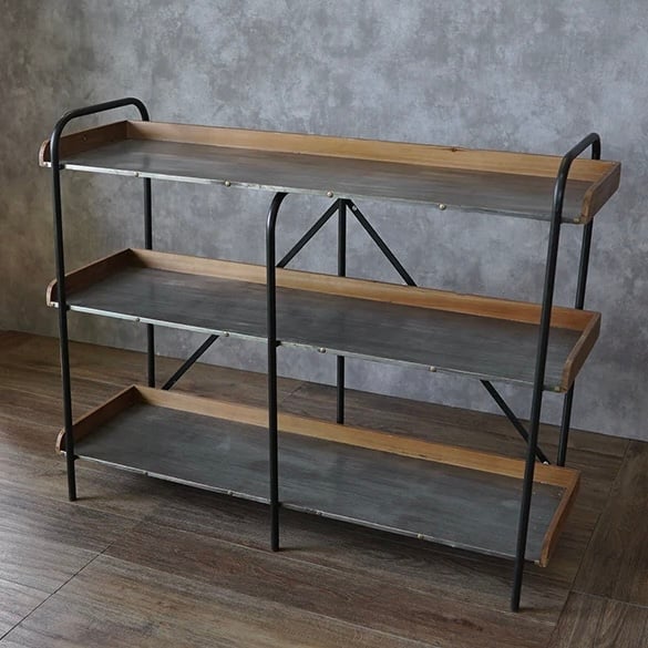 WIDE SHELF 03 / 天然木と無機質なアイアンのワイドシェルフ