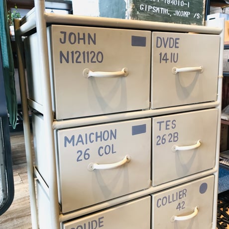 ドロワーチェスト / IRON CHEST  / BEIGE , GRAY , BLACK / 6杯 インダストリアル  スチールチェスト リビング収納