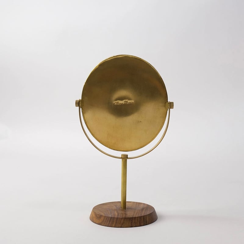 BRASS 'N' WOOD DESKTOP MIRROR / 真鍮と天然木の洗練されたスタン