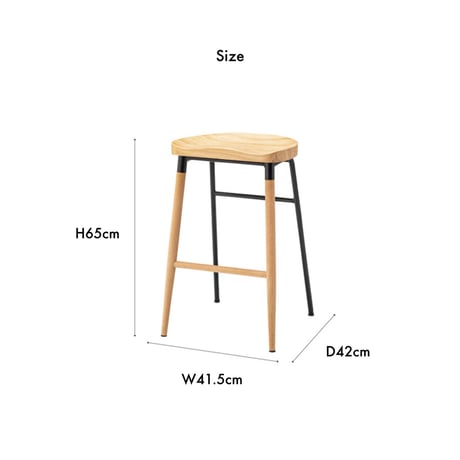 HIGH STOOL / 北欧スタイル  / WOOD + ＳＴＥＥＬ / キッチンカウンター / カウンタースツール / バースツール ハイスツール / W41.5×D42×H65cm