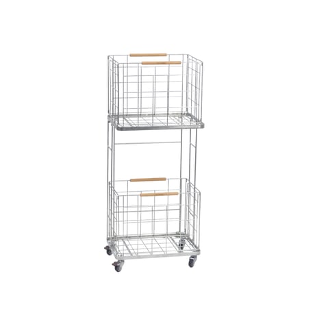LAUNDRY WAGON ZINC / シンプルでスタイリッシュな2段式ランドリーワゴン / リビング空間の収納にも / 60L