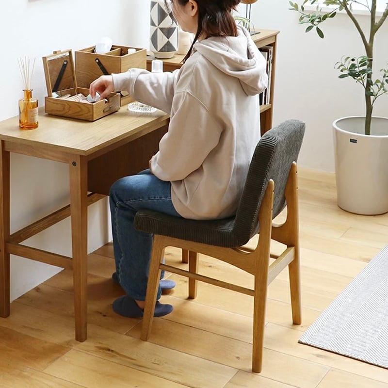 木製ダイニングチェア オーク コーデュロイ wood × corduroy chair / 座り心地の良いコーデュロイ素材のダイニング