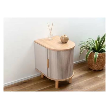 ARCH CABINET / 端正な佇まいのリブデザイン スライド式収納キャビネット / BEIGE , GRAY
