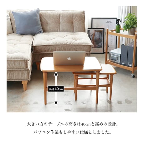 Table 02 / 上質なオーク材を使用したネストテーブル / 北欧インテリア / リビングテーブル / 大小のテーブルセット