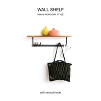 WALL SHELF with HOOK / 木の温かみとアイアンの素材感がやさしく調和する壁面収納 / ウォールシェルフ