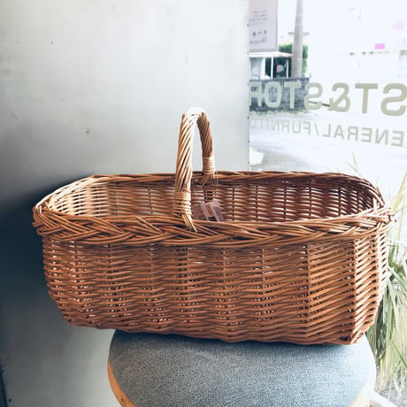 ワンハンドル バスケット / 天然素材 柳 / W40cm / キッチン収納 / 小物収納 / 玄関収納 / ランドリー収納