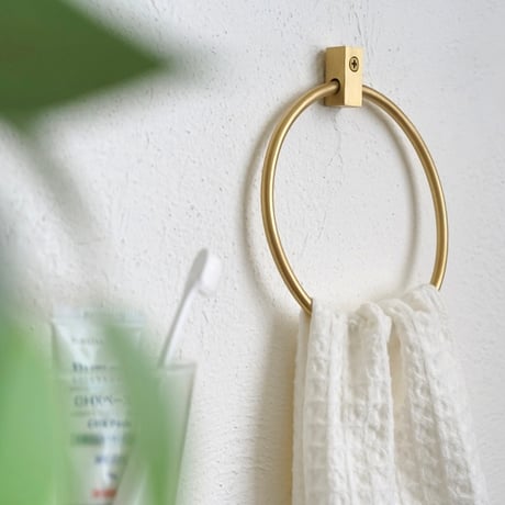 VOL TOWEL RING HOLDER / スタイリッシュでキュービックなハウスパーツ / IRON BLACK , BRASS / タオルリングホルダー アイアン