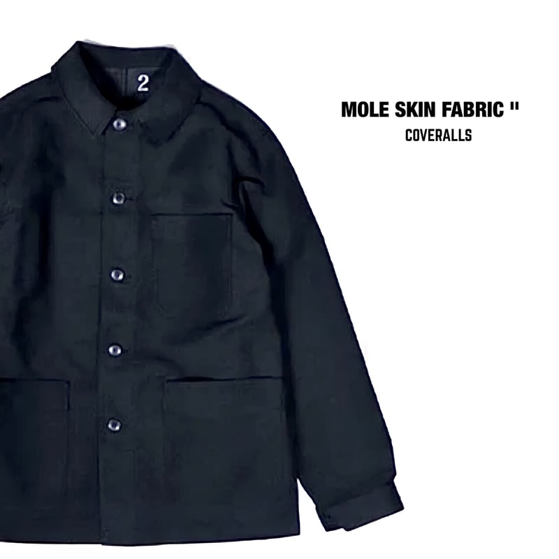 モールスキン ワークカバーオールJKT / BLACK&WHITE / メンズ モールスキン ワークカバーオールJKT / BLACK&WHITE / メンズ