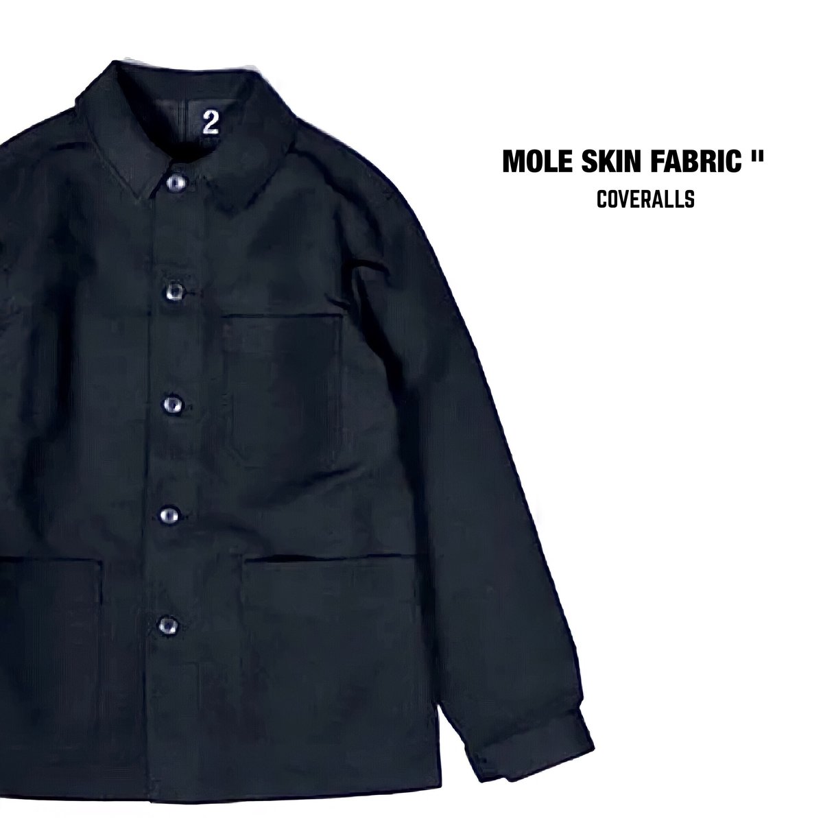モールスキン ワークカバーオールJKT / BLACK&WHITE / メンズ モールスキン ワークカバーオールJKT / BLACK&WHITE / メンズ