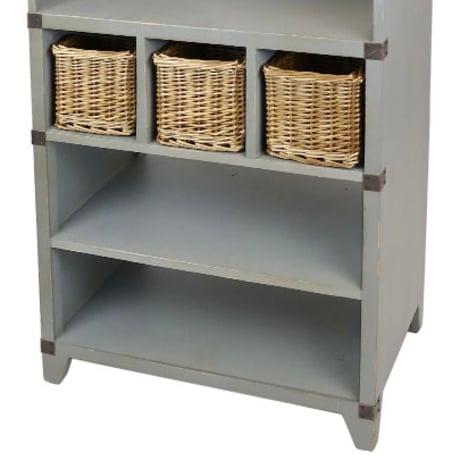 CABINET + RATTAN BASKET / シックな佇まいのマルチキャビネット / GRAY / 収納ラック / キッチン収納 / キッチンキャビネット