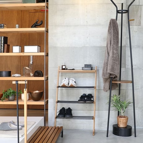 OAK × STEEL SHOES RACK / シンプルでモダンなマルチラック / シューズラック / 観葉植物