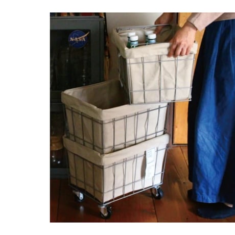 WIRE ARTS ＆ PRO.STACKING BASKET 3 with CASTER / WASHABLE COVER / 収納バスケット / キャスターバスケット / BRID