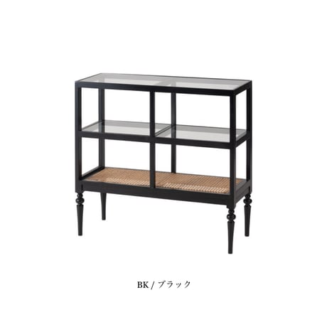 Natural × Classical SHELF / ナチュラルクラシカルな収納棚 / SIDE TABLE / 収納棚 / ガラス天板 / サイズ : W80×D30×H75cm