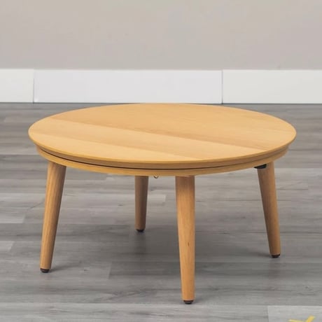 ROUND TABLE + KOTATSU ラウンドした天板が可愛いオーク突板のコンパクト こたつテーブル / リビングテーブル / センターテーブル / 石英管300W  / 中間スイッチ付き