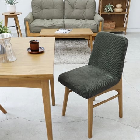 wood × corduroy chair / 座り心地の良いコーデュロイ素材のダイニングチェア