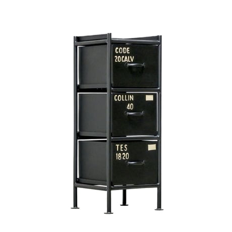 ドロワーチェスト / IRON CHEST  / 3杯 / BEIGE , BLACK / サイズ : W300×D320×H800mm