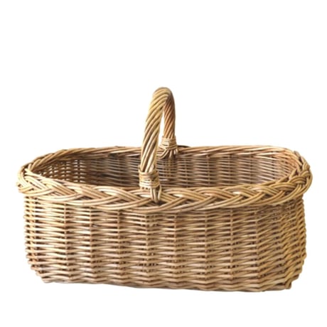 ワンハンドル バスケット / 天然素材 柳 / W40cm / キッチン収納 / 小物収納 / 玄関収納 / ランドリー収納