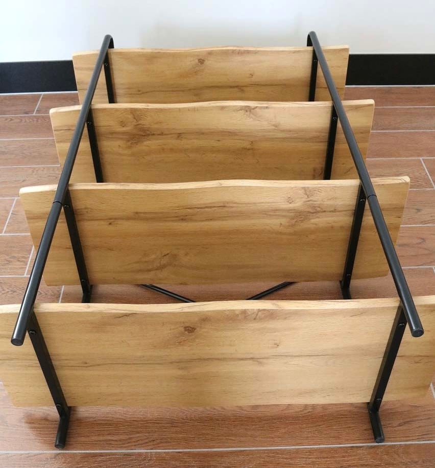 スリッパシェルフ　ナチュラル　ブルックリンスタイル　カリフォルニアスタイル ブルックリンスタイル ラフでスリムな4段ラック - WALNUT BROWN