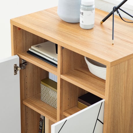 ＣＡＢＩＮＥＴ 59 / white , natural / 幾何学模のデザインをアクセントにしたキャビネット / キャビネット / 韓国インテリア