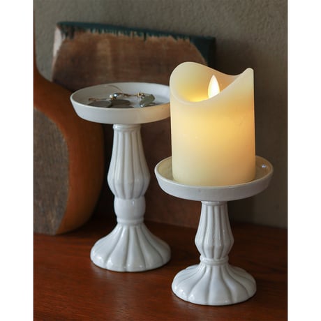 CANDLE STAND / LED CANDLE アンティーク調の佇まいが美しい磁器製のキャンドルスタンド / Sサイズ , Lサイズ