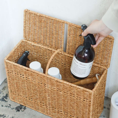 NATURAL HANDLE toilet paper BOX / かご編みのナチュラルなデザインの収納ボックス / ナチュラルスタイリング / トイレ収納