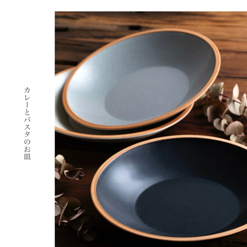 落ちついた素焼きの素材感のカレーとパスタのお皿 / PURE MAT PLATE