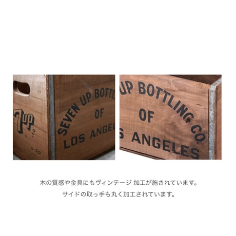 VINTAGE LIKE 7UP WOOD BOX / ウッドボックス / M , L  / オールドアメリカン / ビンテージインテリア / 衣類 日用品収納 / 約W40×D27×H22.5cm