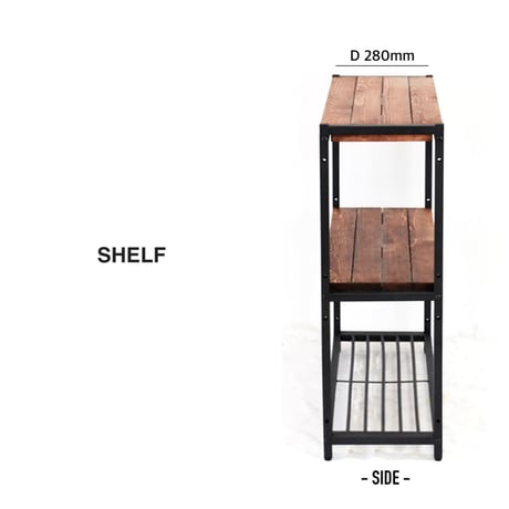 IRON × PINE WOOD スリム 3段シェルフ   / 棚 / ラック / 収納家具 / サイズ W860× D280×H810mm