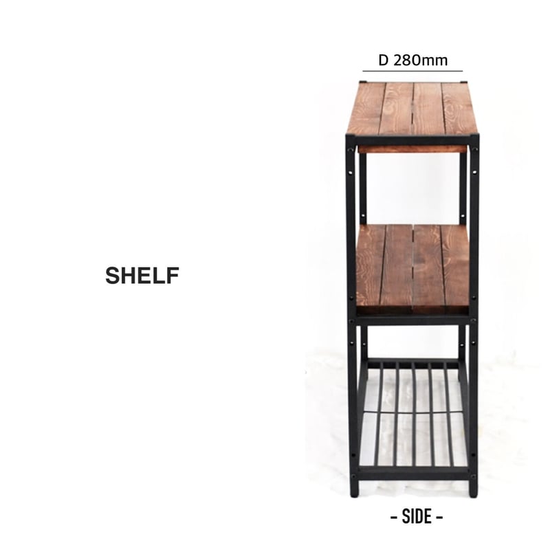 IRON × PINE WOOD スリム 3段シェルフ / 棚 / ラック / 収納家具