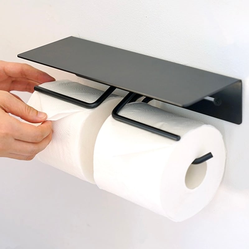 トイレットペーパーホルダー、フロアキャビネット 新品 Put アイアン トイレットペーパーホルダー ダブル / スタイリッシュな