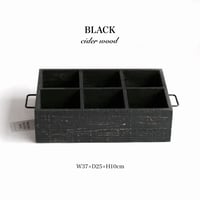 アイアンの取っ手とブラックカラーのパーテーション ボックス / Horn please  ▶︎BLACK ▶︎ サイズ : W37×D25×H10cm ▶︎CIDER WOOD