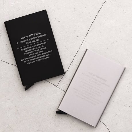 レバーを引くだけで階段状にカードが出てくるクレジットカードケース / POST GENERAL /  SLIDING CARD CASE / カード5枚収納可能 / SILVER , BLACK
