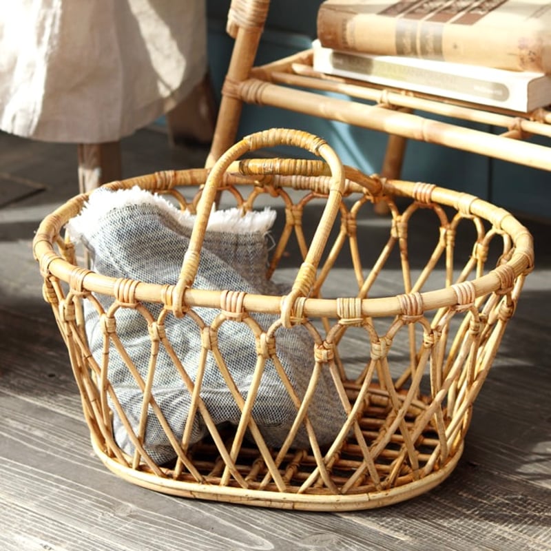 ラタン 透かしオーバルバスケット (大)(小) 他 6点(写真掲載のお品) RATTAN OVAL BASKET / オーバルバスケット / ラタン / サイズ