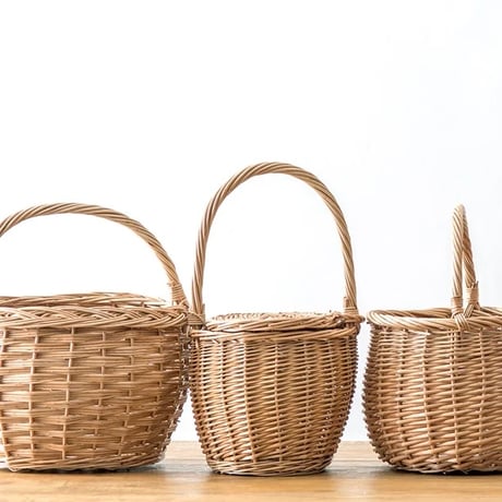 WICKER BASKET HANDLE LID / ナチュラルで心地良いインテリア収納にエコなスタイリングのバスケット / 柳