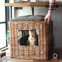 CAT TOILET COVER  / クッションが付いたラタン素材の猫用トイレカバー / BY THE AROROG / GROOM