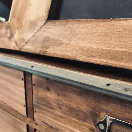 WOOD CABINET /サイズ W510XD240XH570mm  アイアン ガラスショーケース マルチキャビネット アンティーク ブロカント キッチン収納