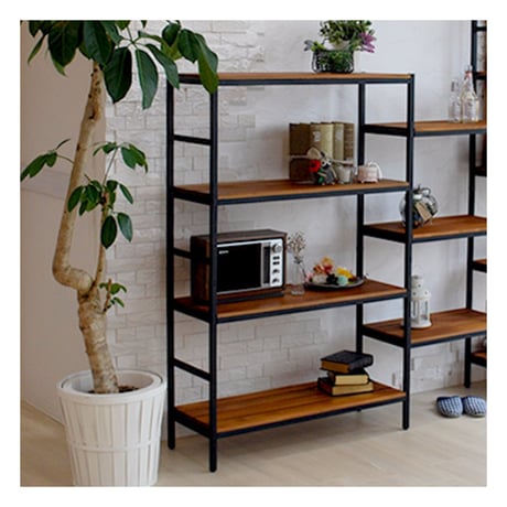 IRON × WOOD RACK04  / 棚板が可動式の4段シェルフ  / 4段ラック  /  サイズ 86×40×135cm / オープンシェルフ / 棚 ラック / フリーラック / 店舗什器