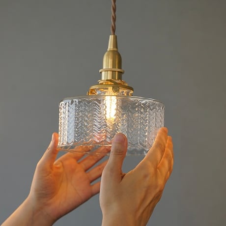 herringbone GRASS SHADE PENDANT / ペンダントライト / 真鍮灯具 / LED電球 / E17 / シーリングカバー付