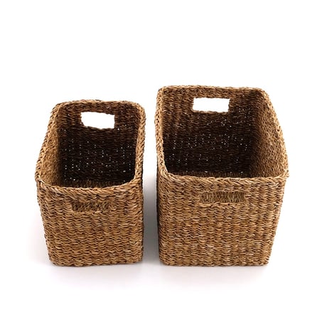 seaglass stocker basket / S , L セット / 置いてあるだけでサマになり シェルフに収まりやすいサイズ感のストッカーバスケット