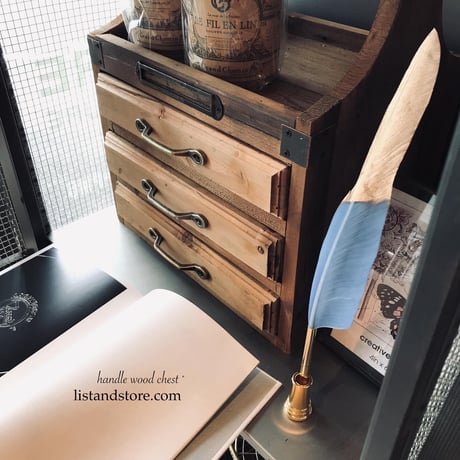 WOOD COLLECTION BOX HANDLE［ W30xD22xH34.5cm ］置き型