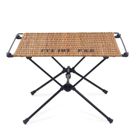 FOLDING RATTAN TABLE / BY THE AROROG / 折り畳みスタンドとラタン製の天板を合わせたサイドテーブル。