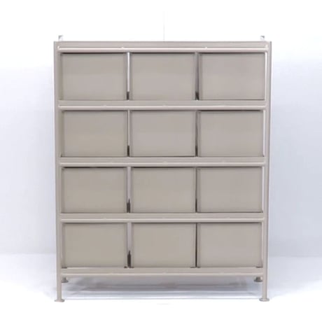 無骨なビンテージスタイル 重厚感のあるドロワーチェスト / IRON CHEST12  / 縦型 12杯  / BEIGE  , GRAY  , BLACK / インダストリアル  アイアンチェスト