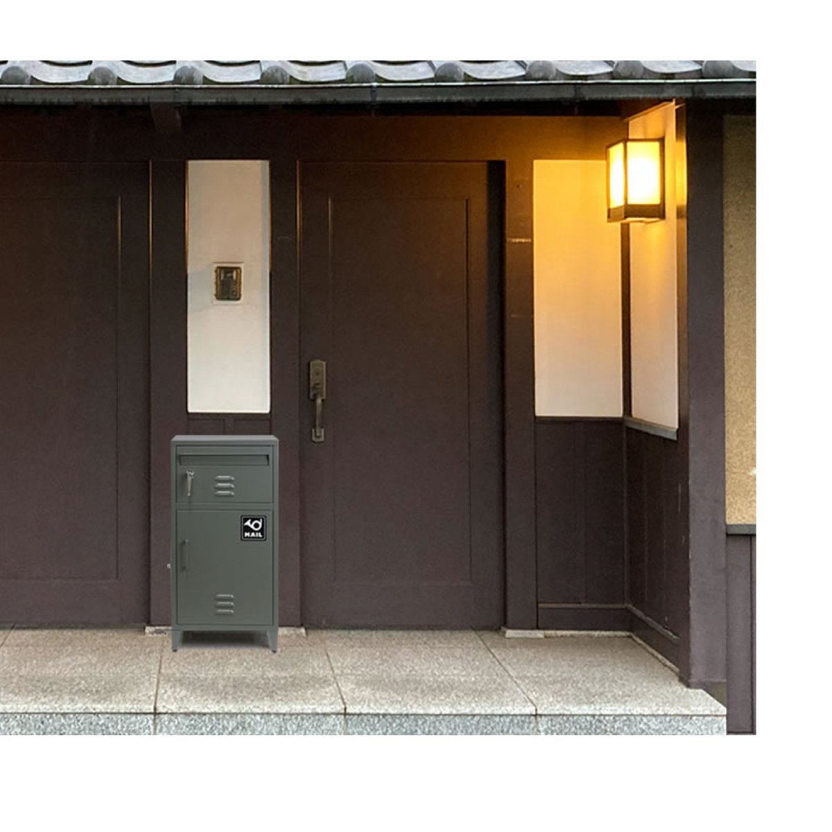 宅配ボックス　ポスト　玄関ポスト　ブラック　木目調　宅配BOX 楽天市場】木目調 宅配ボックス ポスト付き 一戸建て用 大容量
