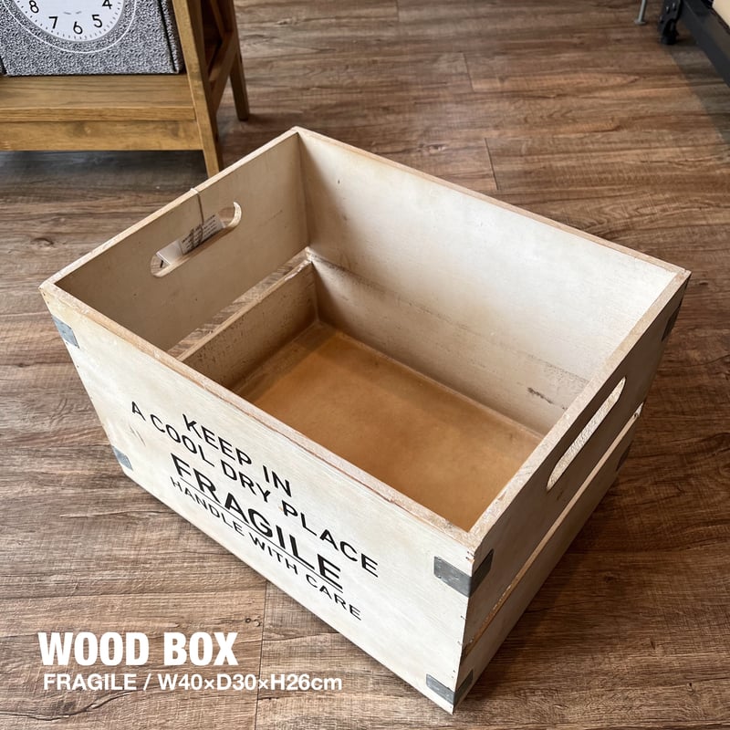 WOOD BOX / ナチュラル / FRAGILE / 収納ボックス / サイズ : 約