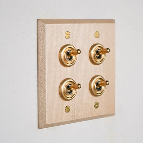 AXCIS.INC / WOOD + BRASS SWITCH PLATE / ウッデンプレートスイッチ メープル / 1,2,3,4スイッチ