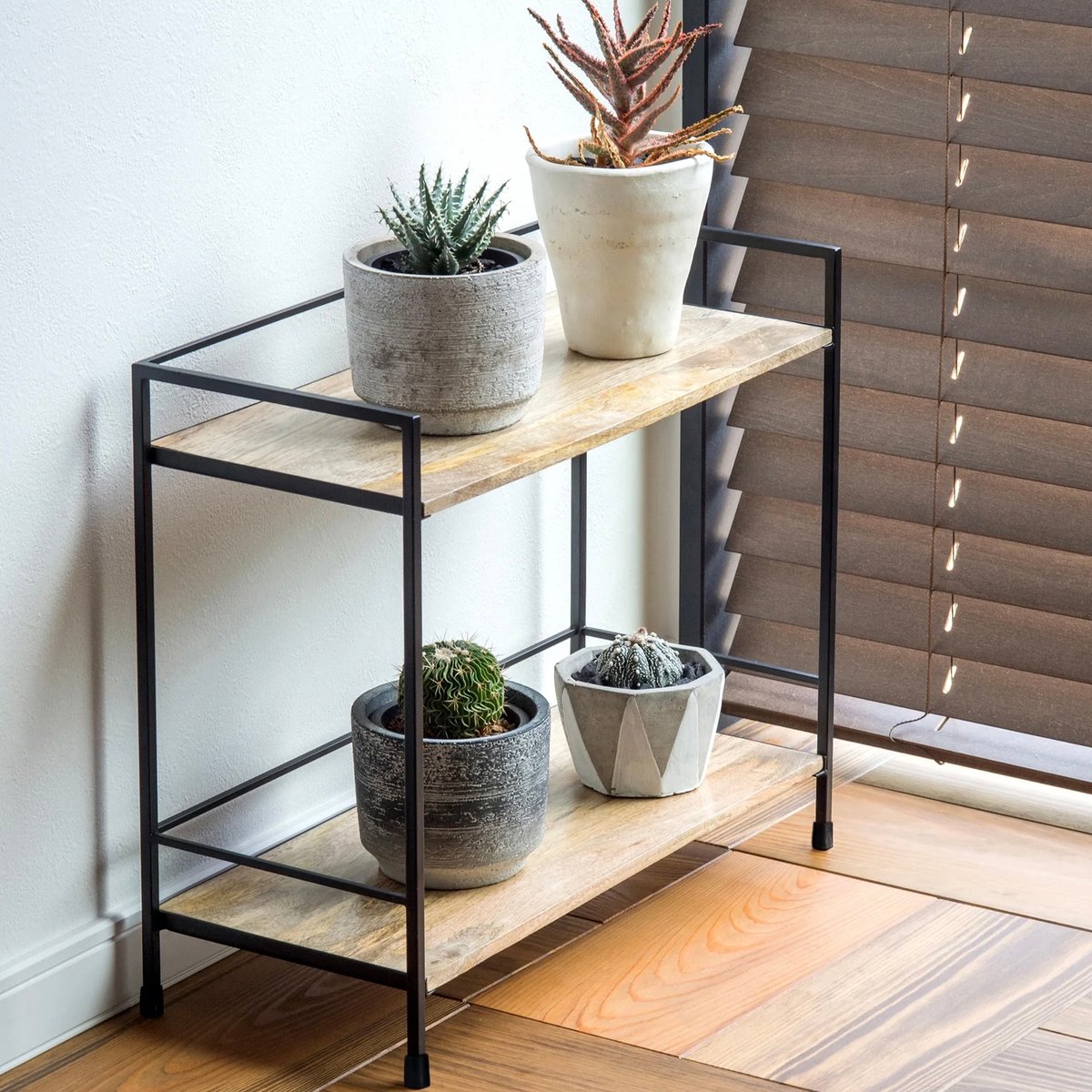 IRON WOOD STAND SHELF / シンプルなアイアンフレームと天然素材の