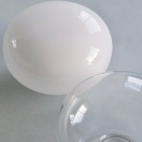 OVAL GRASS PENDANT LIGHT SET / ミニガラスシェード オーバル + 真鍮灯具 E17 シーリングカバー付き / コード長さ 60cm / clear , white