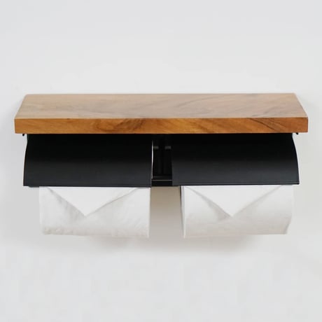 WOOD+IRON toilet" PAPER HOLDER / トイレットペーパーホルダー / シングル , ダブル / BLACK , ANTIQUE GOLD