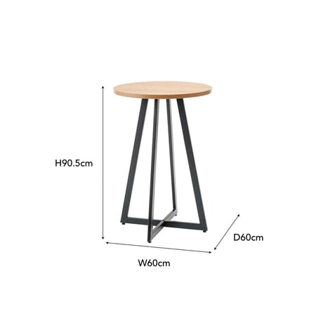IRON LEG × WOOD ROUND TABLE /  NATURAL / スタイリッシュなアイアン脚のハイテーブル / H90.5cm
